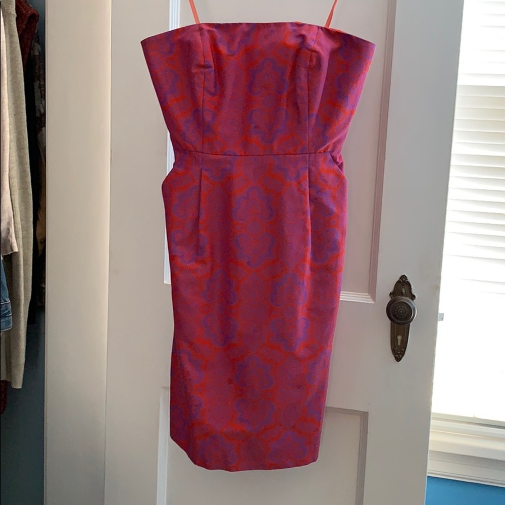 Jcrew strapless patterned dress